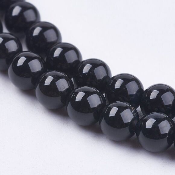 4MM Black Onyx Beads-ONE Gemstone Bead Strand-Jewelry Making Supplies Crafts NWT - Picture 2 of 3